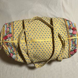 Vera Bradley large XL duffle bag yellow Elizabeth pattern EUC